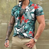 Men Hawaiian Summer Shirts Las Vegas Short Sleeve Tops Coconut Graphic