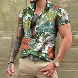 Men Hawaiian Summer Shirts Las Vegas Short Sleeve Tops Coconut Graphic