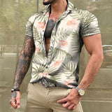 Men Hawaiian Summer Shirts Las Vegas Short Sleeve Tops Coconut Graphic