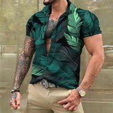 Men Hawaiian Summer Shirts Las Vegas Short Sleeve Tops Coconut Graphic