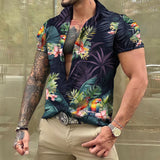 Men Hawaiian Summer Shirts Las Vegas Short Sleeve Tops Coconut Graphic