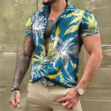 Men Hawaiian Summer Shirts Las Vegas Short Sleeve Tops Coconut Graphic