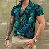 Men Hawaiian Summer Shirts Las Vegas Short Sleeve Tops Coconut Graphic