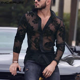 Men Mesh Shirt Transparent Streetwear