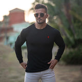 Men's Long Sleeve T-shirt Fashion Men Clothing Vertical Stripe Sports