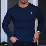 Men's Long Sleeve T-shirt Fashion Men Clothing Vertical Stripe Sports