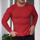 Men's Long Sleeve T-shirt Fashion Men Clothing Vertical Stripe Sports