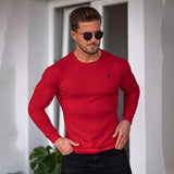 Men's Long Sleeve T-shirt Fashion Men Clothing Vertical Stripe Sports