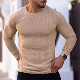 Men's Long Sleeve T-shirt Fashion Men Clothing Vertical Stripe Sports