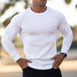 Men's Long Sleeve T-shirt Fashion Men Clothing Vertical Stripe Sports