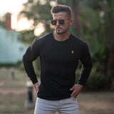 Men's Long Sleeve T-shirt Fashion Men Clothing Vertical Stripe Sports