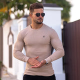 Men's Long Sleeve T-shirt Fashion Men Clothing Vertical Stripe Sports