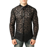 Sexy Mens See Lace Shirt | Men Transparent Sleeve Shirt | Men Lace