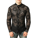 Sexy Mens See Lace Shirt | Men Transparent Sleeve Shirt | Men Lace