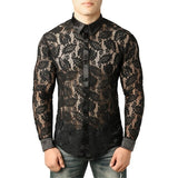 Sexy Mens See Lace Shirt | Men Transparent Sleeve Shirt | Men Lace