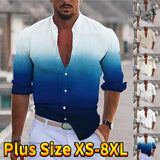 Men's New Personalized Printed Button down Long sleeved Shirt Fashion