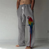 Men's Parrot Straight Trousers 3d Print Elastic Drawstring Design