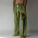 Men's Parrot Straight Trousers 3d Print Elastic Drawstring Design