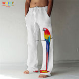 Men's Parrot Straight Trousers 3d Print Elastic Drawstring Design