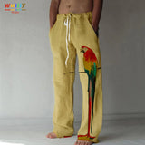 Men's Parrot Straight Trousers 3d Print Elastic Drawstring Design