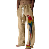 Men's Parrot Straight Trousers 3d Print Elastic Drawstring Design