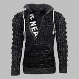 New Autumn Winter Men's Hooded Sweaters Warm Slim High Neck