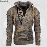 New Autumn Winter Men's Hooded Sweaters Warm Slim High Neck