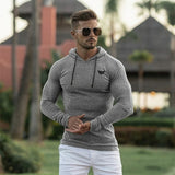 New Fashion Knitted Hooded T-shirt Men Pit Stripe Slim Fit Thin