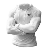 New Fashion Knitted Hooded T-shirt Men Pit Stripe Slim Fit Thin