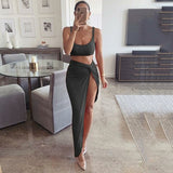 Sexy Party 2 Piece Set Women 2019 Plus Size Crop Top Twist Side Split