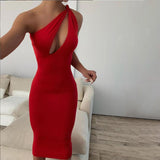 One-shoulder Hollow Women Dress