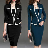 Two piece set pockets 3/4 Sleeve Office