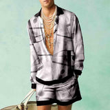 Retro Printed Men'S Long Sleeved Set Summer Hawaii Beach Shirt Two