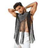 Men's Clothing Irregular Tank Tops Fashion Vests Tassel Patchwork