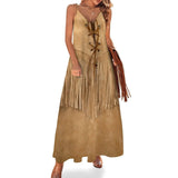 SUEDE LEATHER WESTERN SHIRT Sleeveless Dress