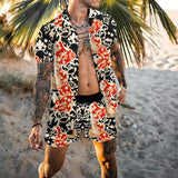 National Style Summer Men's Hawaiian Suit Short Sleeve Printed Button