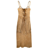 SUEDE LEATHER WESTERN SHIRT Sleeveless Dress