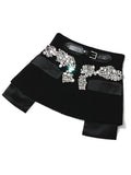 Cowgirl High Waist  Black Beading Bling Rhinestones Shorts