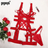 Gagaopt Bandage Lace Bodysuit One Piece Transparent Lace Body Push Up