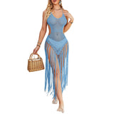 Summer Women Bikini Cover Ups Crochet Cutout Bandage Backless Beach