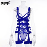 Gagaopt Bandage Lace Bodysuit One Piece Transparent Lace Body Push Up