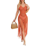 Summer Women Bikini Cover Ups Crochet Cutout Bandage Backless Beach