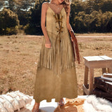 SUEDE LEATHER WESTERN SHIRT Sleeveless Dress