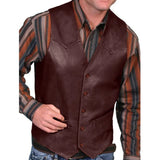 European business men's Vest fashion casual retro solid color V-neck