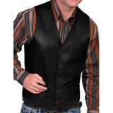 European business men's Vest fashion casual retro solid color V-neck