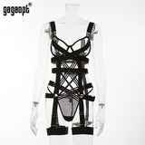 Gagaopt Bandage Lace Bodysuit One Piece Transparent Lace Body Push Up