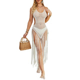 Summer Women Bikini Cover Ups Crochet Cutout Bandage Backless Beach