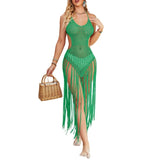 Summer Women Bikini Cover Ups Crochet Cutout Bandage Backless Beach