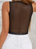 Sleeveless Sexy Tank Top Women Clothing See Through Y2k Accessories