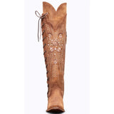 Women Embroidery Western Cowgirl Boots with Lace-up